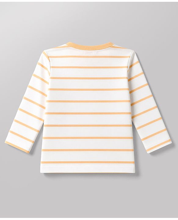 Babyhug 100% Cotton Interlock Knit Full Sleeves Striped T-Shirts with Hedgehog Animal Print Pack of 3 - White Limegreen