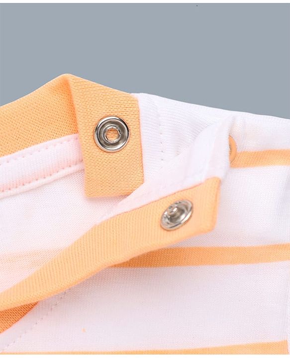 Babyhug 100% Cotton Interlock Knit Striped T-Shirts with Full Sleeves and Hedgehog Print Pack of 3 - White Neon Green & Peach