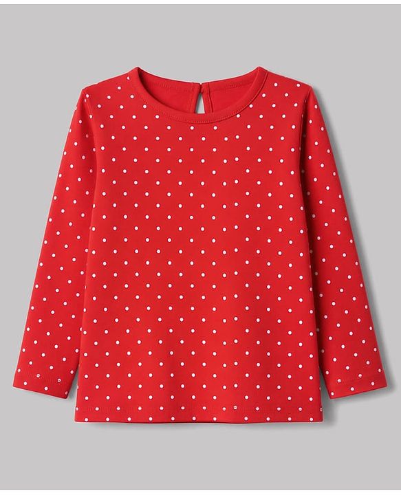Babyhug 100% Cotton Interlock Knit Full Sleeves T-Shirts with Polka Dots , Heart & Bear Applique Pack of 3 - Red White & Pink