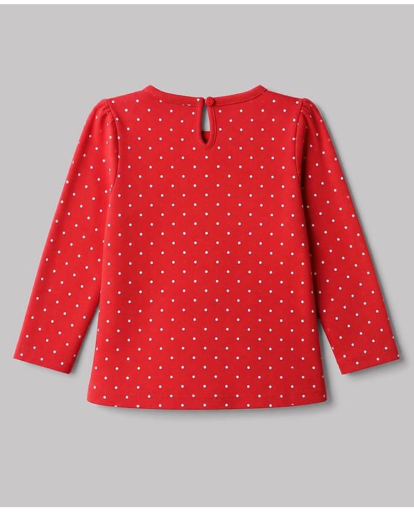 Babyhug 100% Cotton Interlock Knit Full Sleeves T-Shirts with Polka Dots , Heart & Bear Applique Pack of 3 - Red White & Pink