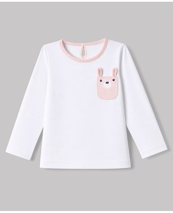 Babyhug 100% Cotton Interlock Knit Full Sleeves T-Shirts with Polka Dots , Heart & Bear Applique Pack of 3 - Red White & Pink