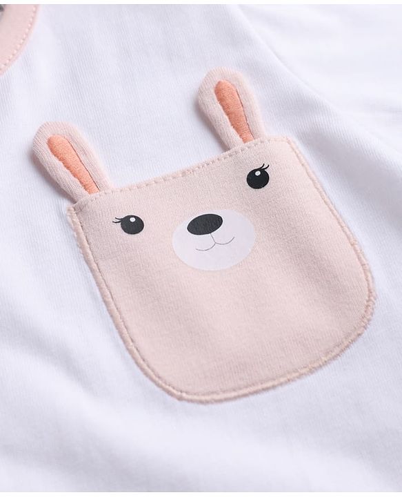 Babyhug 100% Cotton Interlock Knit Full Sleeves T-Shirts with Polka Dots , Heart & Bear Applique Pack of 3 - Red White & Pink