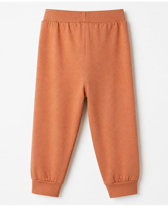 Babyhug Cotton Knit Jogger Fit Full Length Solid Lounge Pant With Animal Print Pack of 3 in Orange Green