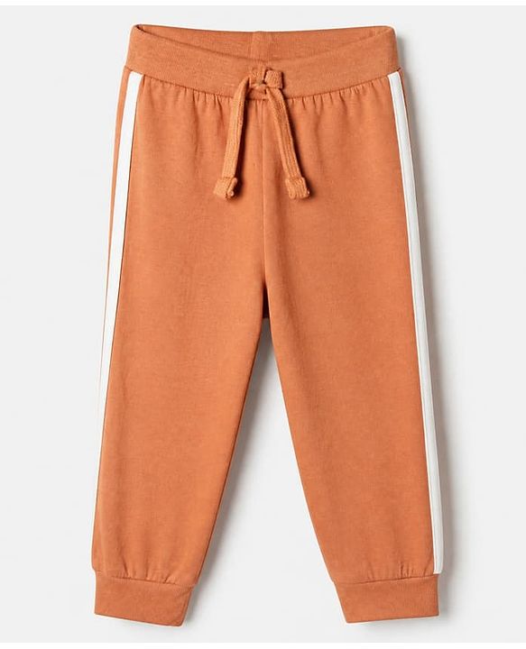 Babyhug Cotton Knit Jogger Fit Full Length Solid Lounge Pant With Animal Print Pack of 3 in Orange Green