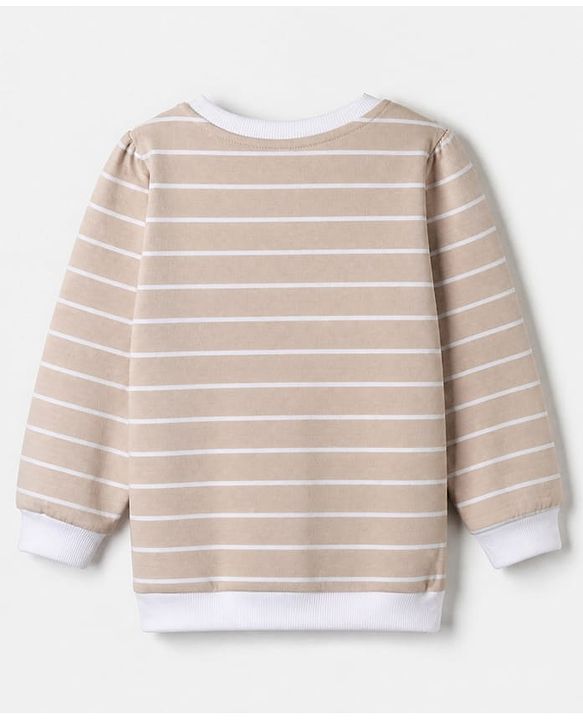 Babyhug 100% Cotton Knit Full Sleeves Heavy Gauge Sweatshirt With Rabit Pint - Beige