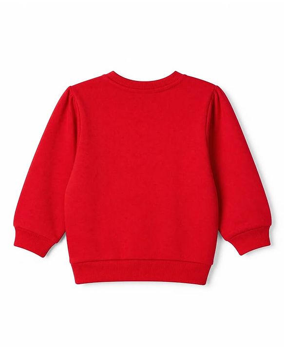 Babyhug 100% Cotton Knit Heavy Gauge Sweatshirt With Full Sleeves and Penguin Patch - Red