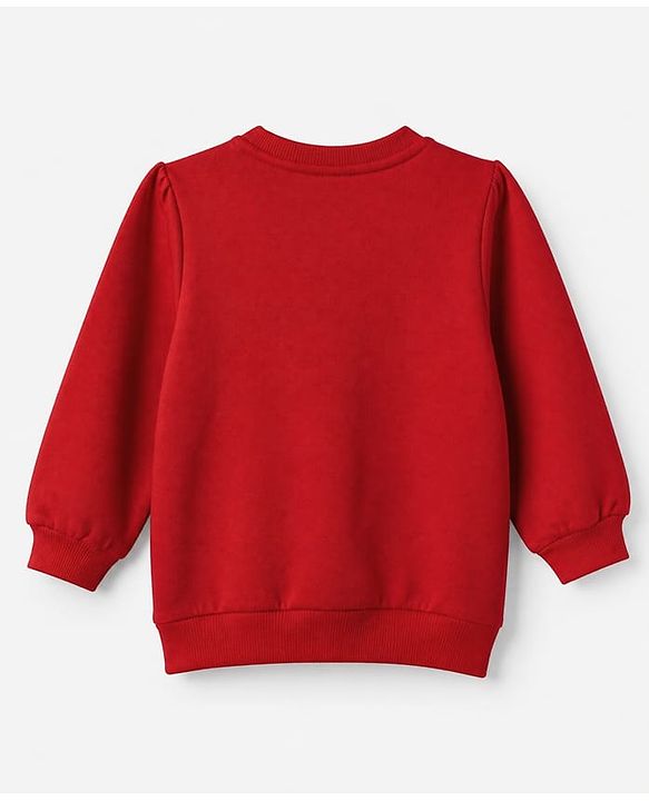 Babyhug 100% Cotton Knit Heavy Gauge Sweatshirt With Full Sleeves and Penguin Patch - Red