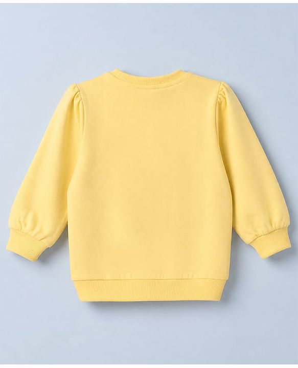 Babyhug Cotton Knit Full Sleeves Sweatshirt With Bear Print - Yellow