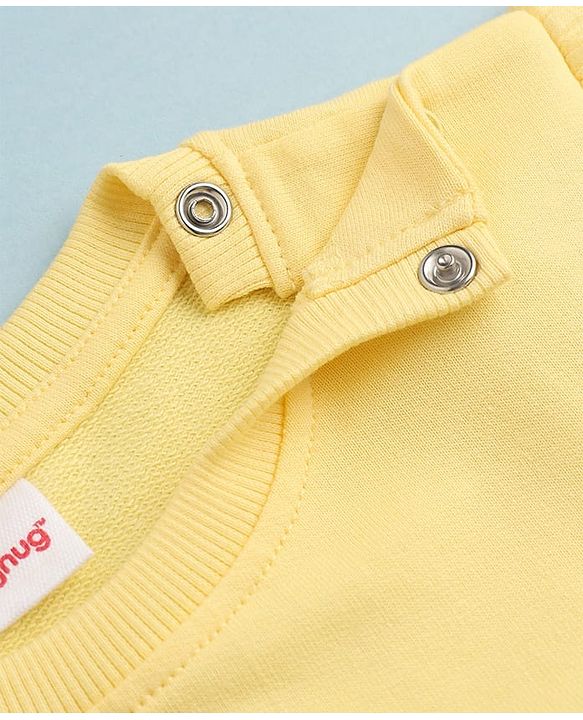 Babyhug Cotton Knit Full Sleeves Sweatshirt With Bear Print - Yellow