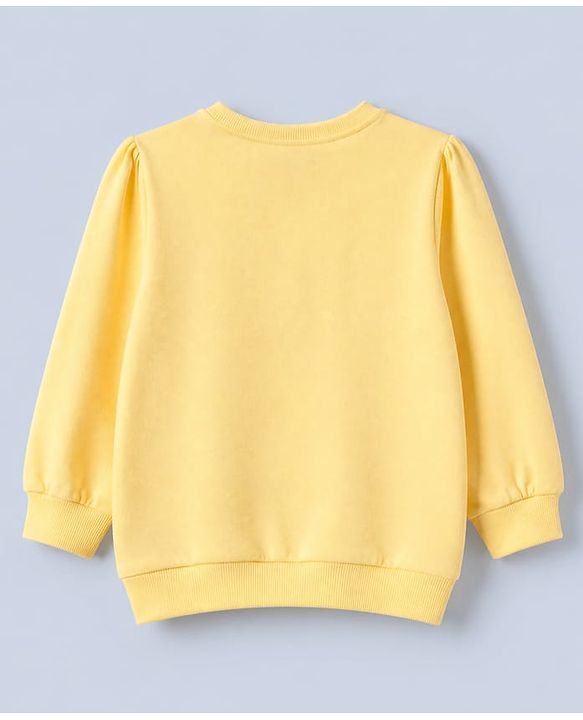 Babyhug Cotton Knit Full Sleeves Sweatshirt With Bear Print - Yellow