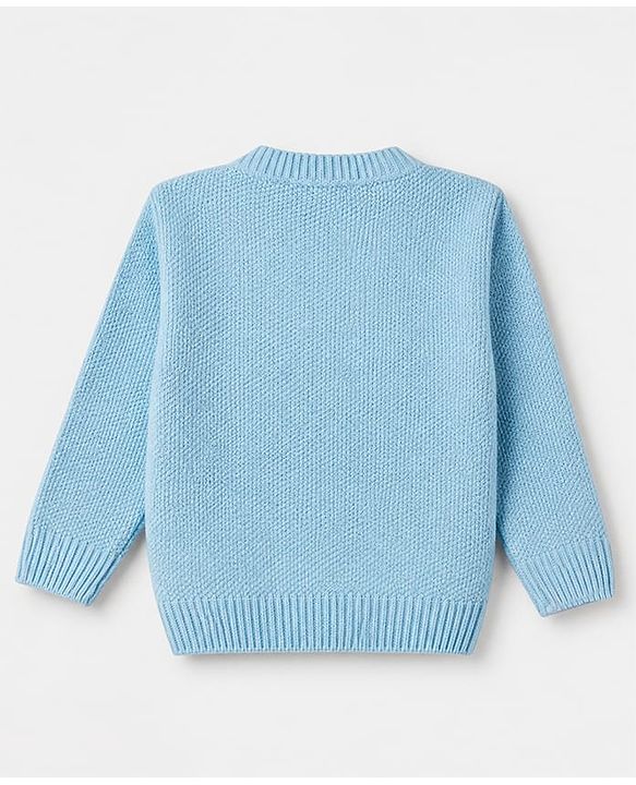 Babyhug Knit Full Sleeves Pullover with Cable Knit Design - Light Blue