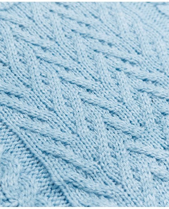 Babyhug Knit Full Sleeves Pullover with Cable Knit Design - Light Blue