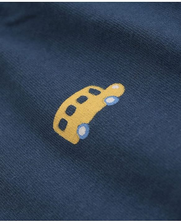 Babyhug Cotton Jersey Knit Full Length Track Pant With Car Print Pack of 3 - Blue Grey & Mustard