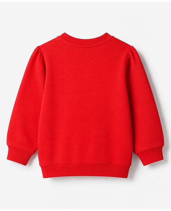 Babyhug 100% Cotton Knit Full Sleeves Sweatshirt With Bear Applique - Red