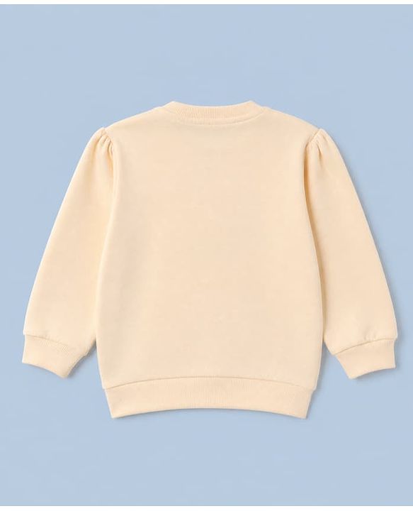 Babyhug 100% Cotton Knit Sweatshirt with Full Sleeves, and Bear Applique in Beige