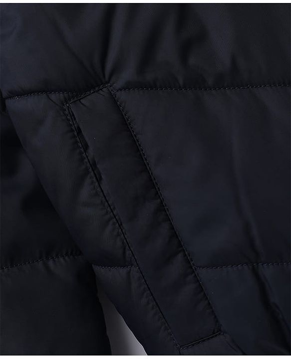 Babyhug Woven Hooded Padded Winter Jacket with Full Sleeves and Cut & Sew - Navy Blue