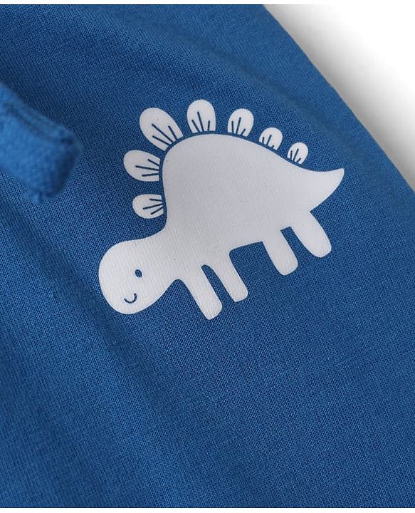 Babyhug Cotton Jersey Knit Full Length Lounge Pants with Dinosaur Print Pack of 3 - Blue, Orange & White