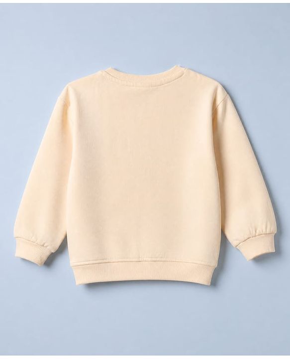 Babyhug 100% Cotton Knit Sweatshirt with Heavy Gauge Full Sleeves and Floral Print With Lace in Peach