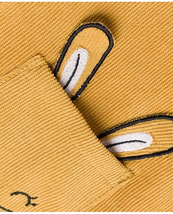 Babyhug Corduroy Woven Frocks with Inner Tee with Full Sleeves and Bunny Applique - Mustard