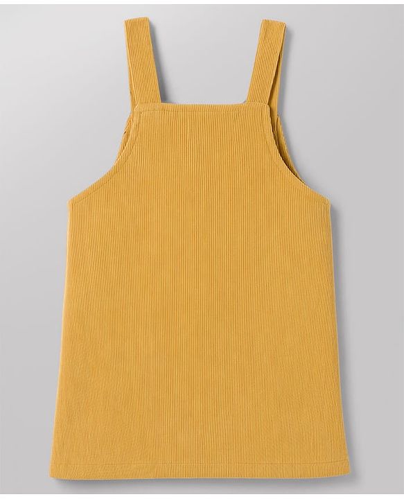Babyhug Corduroy Woven Frocks with Inner Tee with Full Sleeves and Bunny Applique - Mustard