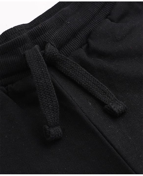 Babyhug Cotton Looper Knit Full Length Lounge Pants with Bow Applique - Black
