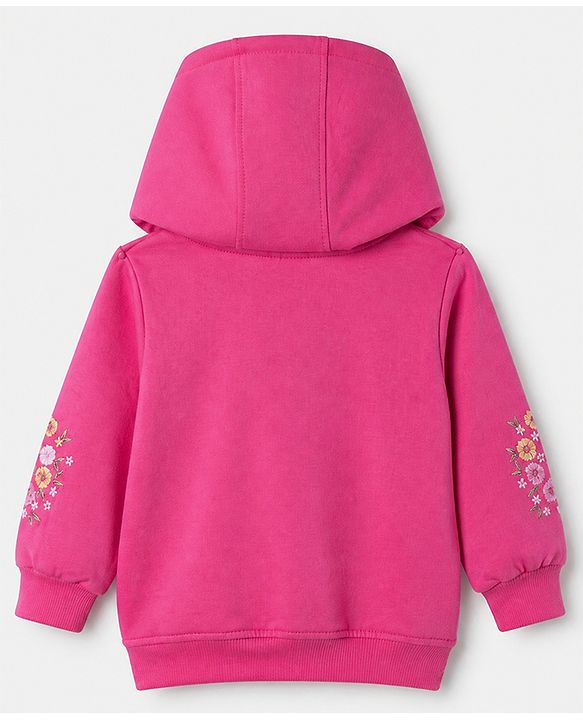 Babyhug 100% Cotton Knit Full Sleeves Sweatshirt with Full Sleeves and Floral Embroidery in Pink