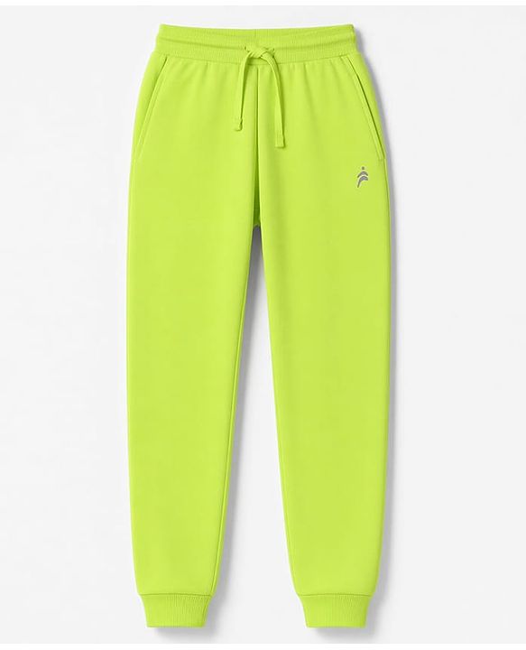 Pine Active Cotton Knit Full Length Solid Coloured Track Pant - Neon Green