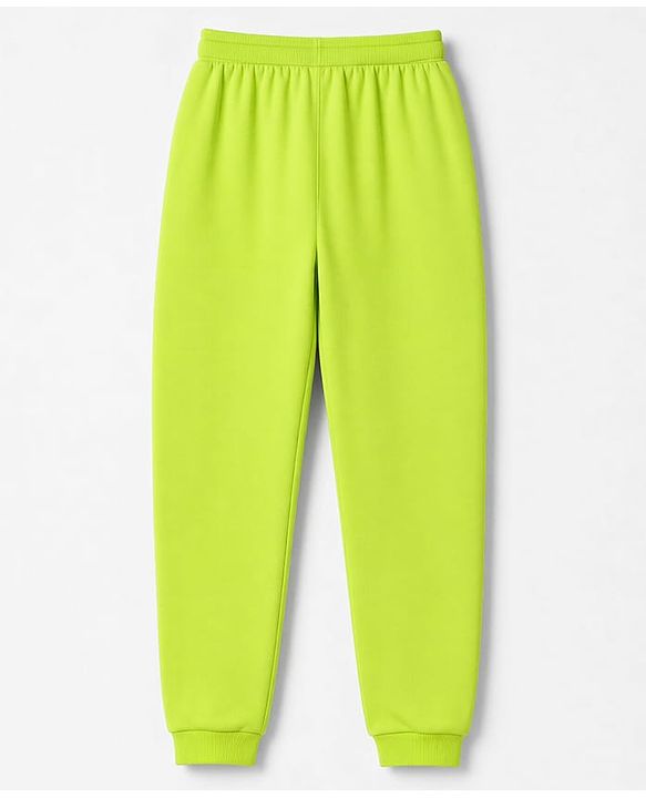 Pine Active Cotton Knit Full Length Solid Coloured Track Pant - Neon Green
