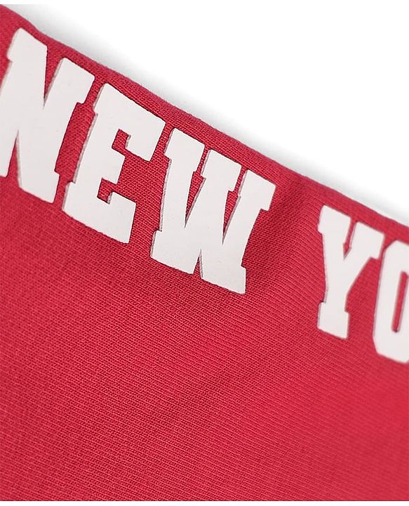 Babyhug 100% Cotton Looper Knit Full Length New York Printed Lounge Pant With Cargo Pockets - Red