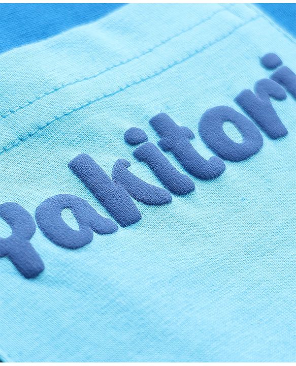Pine Kids 100% Cotton Knit Oversized Half Sleeves T-Shirt with Front and Back Yakitori Print in Blue