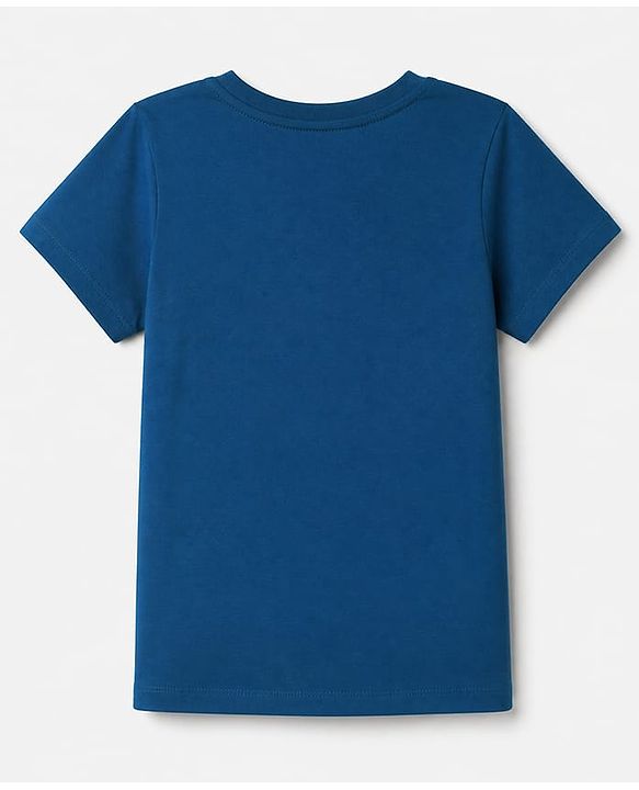 Pine Kids Cotton KnitT-Shirts with Half Sleeves and Be Real Not Perfect Text Foil Print - Navy Blue