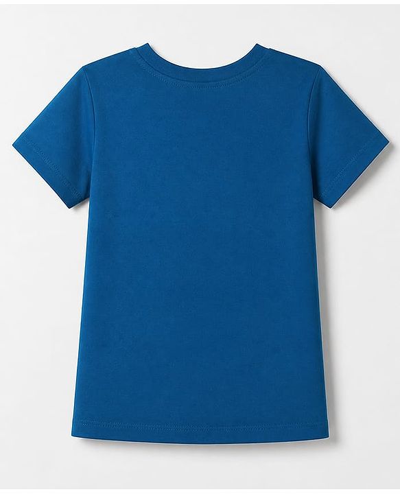 Pine Kids Cotton Knit T-Shirts with Half Sleeves and Floral Butterfly Foil Print - Navy Blue