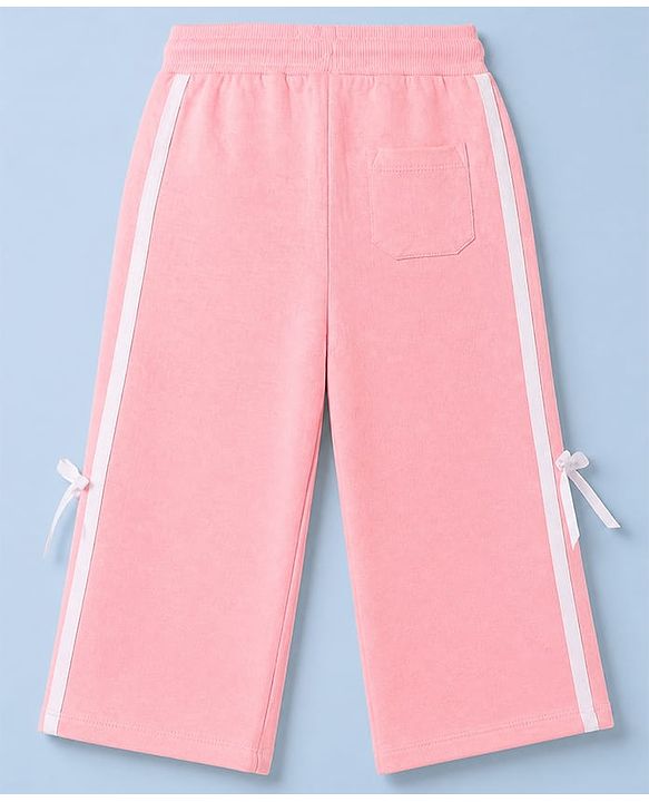 Babyhug 100% Cotton Looper Knit Full Length Lounge Pant With Tape Detailing - Pink