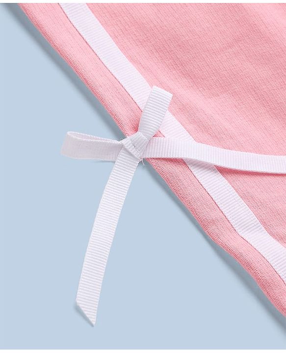 Babyhug 100% Cotton Looper Knit Full Length Lounge Pant With Tape Detailing - Pink