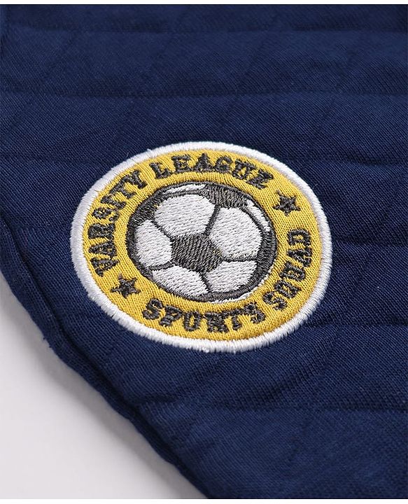 Babyhug Cotton Looper Knit Full Length Lounge Pants with Soccer Ball Patch - Navy Blue