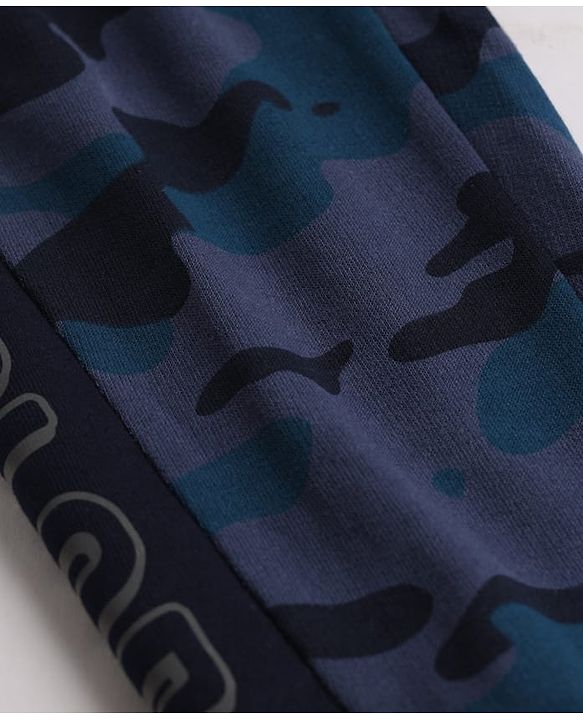 Babyhug Cotton Looper Knit Full Length Jogger Fit Lounge Pants with Camouflage Print - Navy Blue