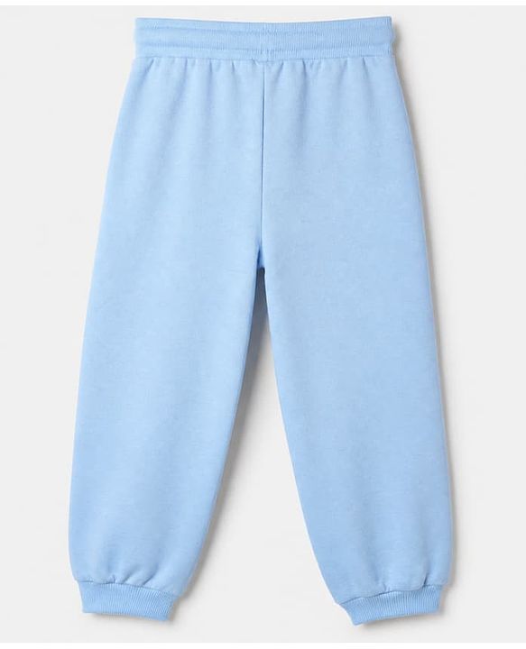 Babyhug Cotton Knit Full Length Jogger Fit Lounge Pant with Basketball Patch Print in Blue
