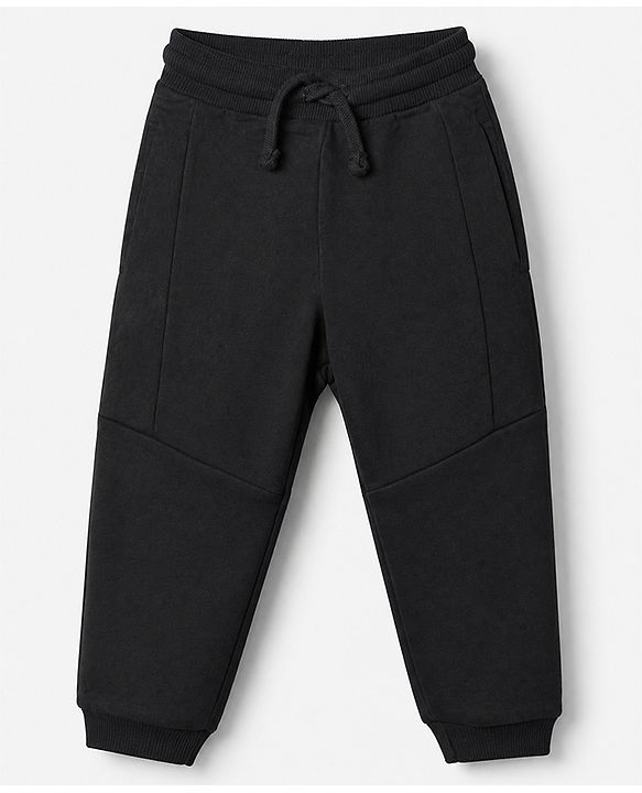 Babyhug Cotton Knit Jogger Fit Full Length Lounge Pant in Charcoal Grey
