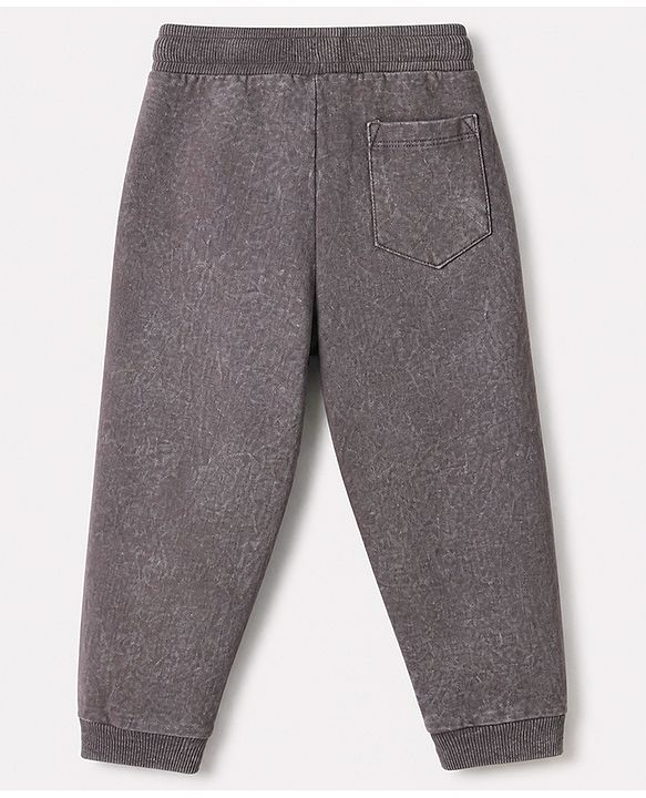 Babyhug Cotton Terry Knit Solid Full Length Track Pants - Grey