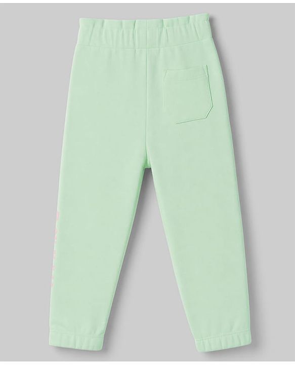Babyhug 100% Cotton Looper Knit Full Length Butterfly Printed Lounge Pant - Sea Green