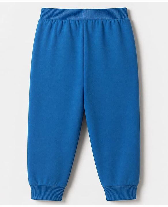 Babyhug Cotton Knit Full Length Jogger Fit Lounge Pant with Adventure Print in Blue
