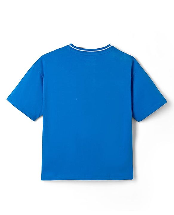 Pine Kids Marvel 100% Cotton Single Jersey Knit Half Sleeves T-Shirts with Spider Man Graphic and Marvel Reversible Sequins - Blue