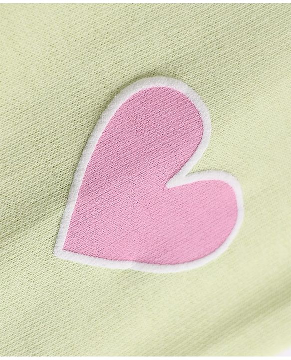 Babyhug 100% Cotton Looper Knit Full Length Heart Embroidered Lounge Pant - Lime Green