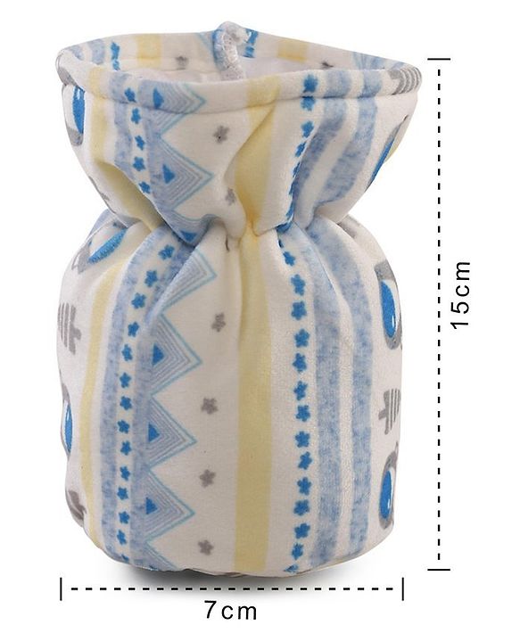 Babyhug Velour Feeding Bottle Cover Medium Bear Print  - Yellow & White