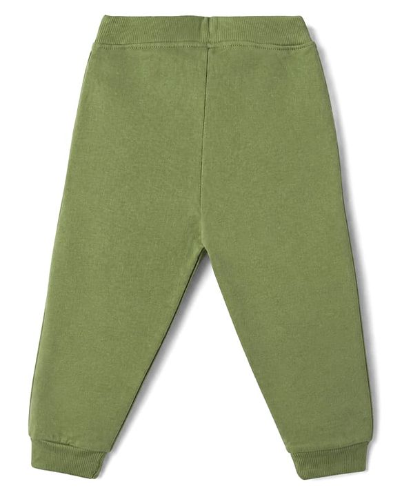Babyhug Cotton Jersey Knit Full Length Jogger Fit Lounge Pant with Baseball Print in Green