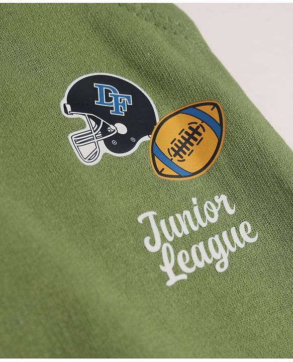 Babyhug Cotton Jersey Knit Full Length Jogger Fit Lounge Pant with Baseball Print in Green