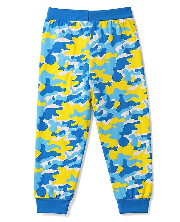 Babyhug 100% Cotton Jersey Knit Full Length Lounge Pant With Text Print Pack of 2 - Blue Yellow