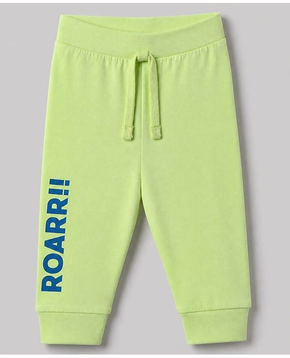 Babyhug Cotton Jersey Knit Full Length Jogger Fit Lounge Pant with Crocodile Print Pack of 2 in Navy Blue Lime Green