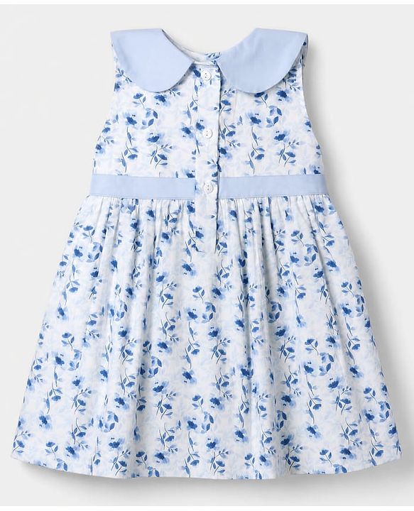 Babyhug Poplin Woven Dress and Purse with Sleeveless and Floral Print - White