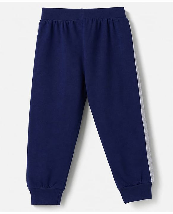 Babyhug 100% Cotton Looper Knit Full Length Joggers With Soccer Star Text Print - Grey, Navy Blue & Olive Green